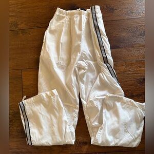 White Pants with Black and Reflective Stripes